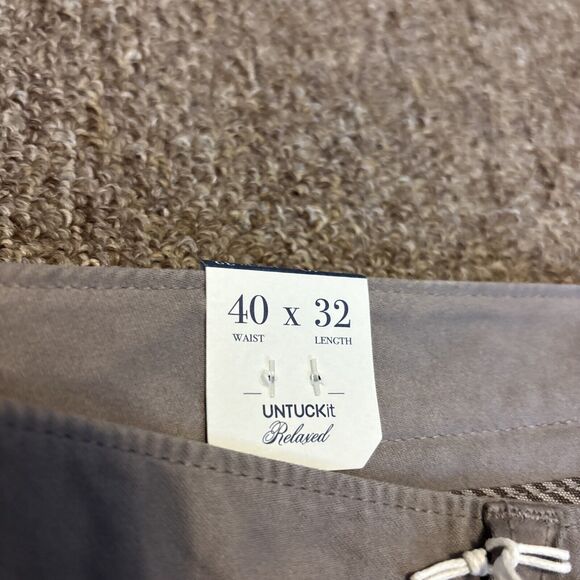 Untuckit Mens 40 x 32 Pants Grey Relaxed Fit Chino New Brand New With Tags - Picture 10 of 13
